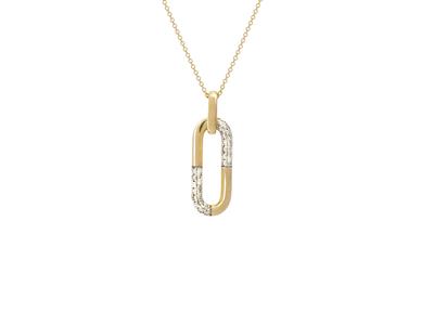 Collier motif rectangle, hauteur 22 mm, diamants 0,13ct, 40-42 cm, Or jaune 18k - Image Standard - 1