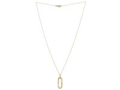 Collier motif rectangle, hauteur 22 mm, diamants 0,13ct, 40-42 cm, Or jaune 18k - Image Standard - 2