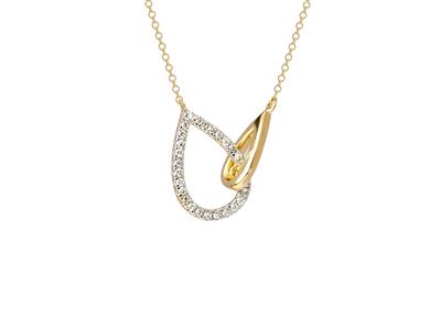 Collier motif gouttes entrelacées, diamants 0,07ct, 40-42 cm, Or jaune 18k - Image Standard - 1