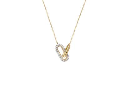 Collier motif rectangles entrelacés, diamants 0,07ct, 40-42 cm, Or jaune 18k - Image Standard - 1