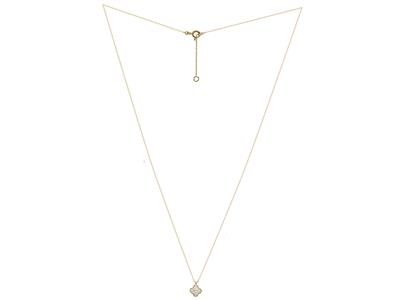 Collier motif trèfle 6 mm, diamants 0,06ct, 40-42-45 cm, Or jaune 18k - Image Standard - 2