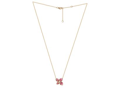 Collier Fleur 15 x 20 mm, diamants 0,09ct, rubis 0,21ct et saphirs roses 0,33ct, 40-42-45 cm, Or jaune 18k - Image Standard - 2