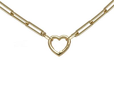 Collier maille Rectangle 4,50 x 13,50 mm, tube creux, fermoir coeur, 45 cm, Or jaune 18k - Image Standard - 1