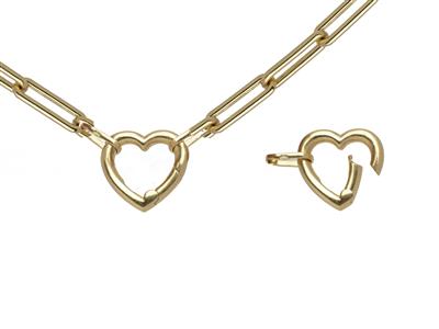 Collier maille Rectangle 4,50 x 13,50 mm, tube creux, fermoir coeur, 45 cm, Or jaune 18k - Image Standard - 2