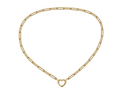 Collier maille Rectangle 4,50 x 13,50 mm, tube creux, fermoir coeur, 45 cm, Or jaune 18k - Image Standard - 3