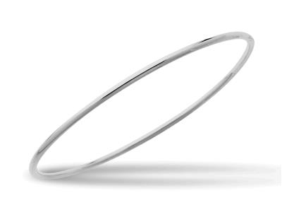 Bracelet Jonc massif, fil rond 2,5 mm, forme ronde 63 mm, Or gris 18k - Image Standard - 1