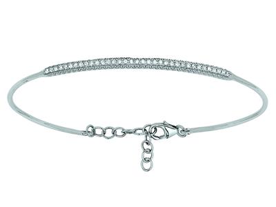 Bracelet Jonc diamants 0,21ct, chaînette de sécurité, 58 mm, Or gris 18k - Image Standard - 1