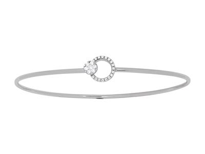 Bracelet Jonc, cercle ajouré et boucle, diamants 0,15ct, 58 mm, Or gris 18k - Image Standard - 1
