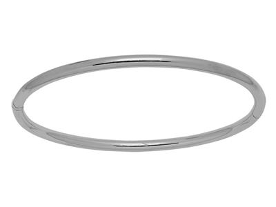 Bracelet Jonc ouvrant, fil rond massif 3 mm, 63 x 53 mm, Or gris 18k - Image Standard - 1