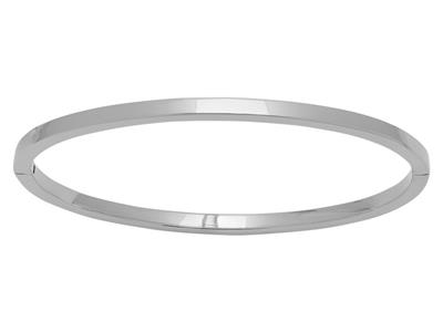 Bracelet Jonc ouvrant, fil carré massif 3 mm, 60 x 50 mm, Or gris 18k - Image Standard - 1