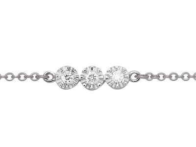 Bracelet 3 Pastilles serti illusion, diamants 0,03ct, 16-17-18 cm, Or gris 18k - Image Standard - 1