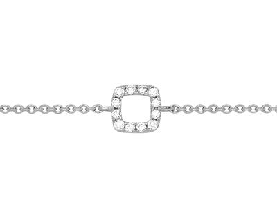Bracelet motif Carré sur chaîne, diamants 0,05ct, 15-17-18 cm, Or gris 18k - Image Standard - 1