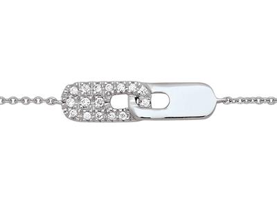 Bracelet motif Lien sur chaîne, diamants 0,05ct, 15-17-18 cm, Or gris 18k - Image Standard - 1