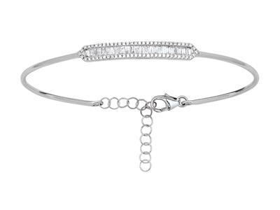 Bracelet Jonc, diamants ronds et baguettes 0,48ct, 58 x 48 mm, Or gris 18k - Image Standard - 1