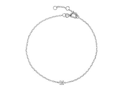 Bracelet solitaire maille Forçat, diamant 0,15ct, 16-17-18 cm, Or gris 18k - Image Standard - 2