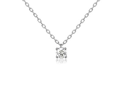 Collier solitaire maille Forçat, diamant 0,20ct, 40-42-45 cm, Or gris 18k - Image Standard - 2