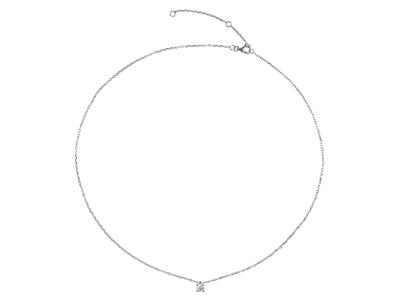 Collier solitaire maille Forçat, diamant 0,20ct, 40-42-45 cm, Or gris 18k - Image Standard - 3