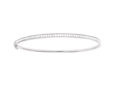Bracelet Jonc ouvrant 58 x 50 mm, diamants 0,70ct, Or gris 18k - Image Standard - 1