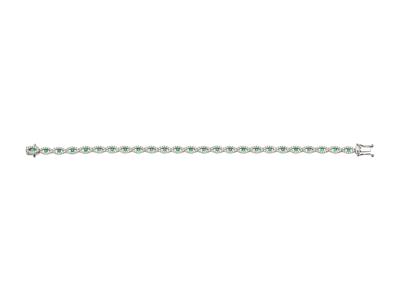 Bracelet rivière motifs ovales 4,30 mm, diamants 1,45ct et émeraudes 0,98ct, Or gris 18k