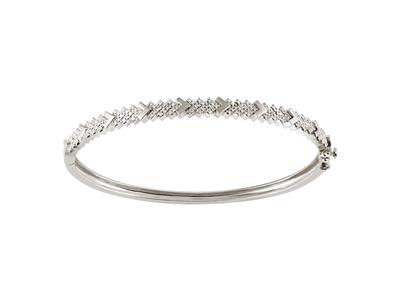 Bracelet Jonc chevrons, diamants 0,38ct, 60 x 50 mm, Or gris 18k