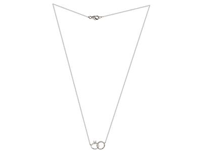 Collier engagement 10 x 15 mm, diamants 0,11ct, 40,50-42 cm, Or gris 18k - Image Standard - 2