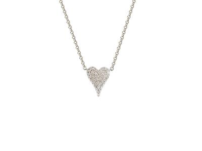 Collier motif coeur allongé, hauteur 10 mm, diamants 0,15ct, 42-45cm, Or gris 18k - Image Standard - 1