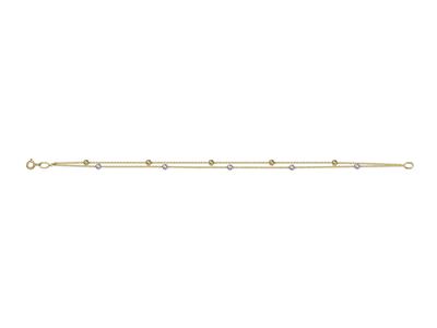Bracelet 2 rangs avec Boules ciselées 3 mm, 19 cm, Or bicolore 18k - Image Standard - 1