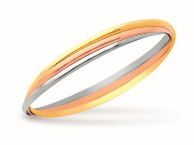 Bracelet Jonc massif, fil 1/2 jonc 3 x 1,2 mm, forme ronde 65 mm, 3 Ors 18k - Image Standard - 1