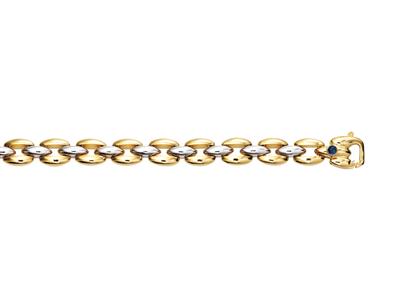 Bracelet Coque 8 mm réversible, 18,5 cm, Or bicolore 18k