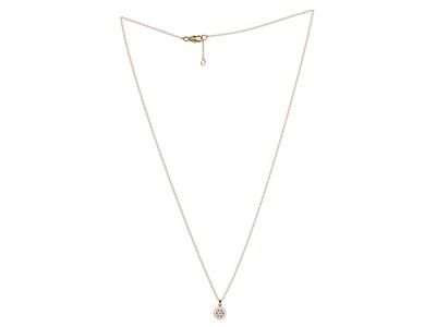 Collier pastille, diamètre intérieur 7 mm, diamants 0,07ct et entourage opale rose, 40,50-42 cm, Or jaune 18k - Image Standard - 2