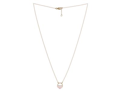 Collier motif cercle, diamants 0,05ct et quartz roses 0,33ct, diamètre intérieur 10 mm, 40,50-42 cm, Or rose 18k - Image Standard - 2