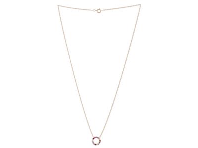 Collier cercle rainbow 10 mm, diamants 0,06ct, saphirs roses et oranges 0,27ct, 40-42-5 cm, Or rose 18k - Image Standard - 2