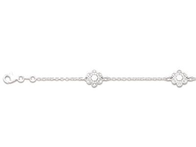 Bracelet motifs 3 Fleurs avec Zircones, 18+2 cm, Argent 925 rhodié - Image Standard - 1