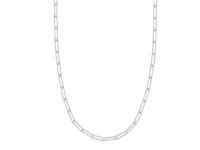 Sautoir maille Rectangle ciselée, 89 cm, Argent 925 rhodié - Image Standard - 1