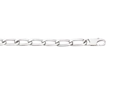 Bracelet maille Cheval 4 faces 6 mm, 21 cm, Argent 925 rhodié - Image Standard - 1