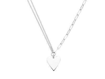 Collier pendentif Coeur et chaîne double maille, 38+5 cm, Argent 925 - Image Standard - 1