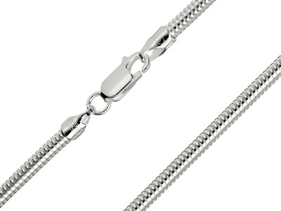 Chaîne maille Serpent ronde 3 mm, 45 cm, Argent 925