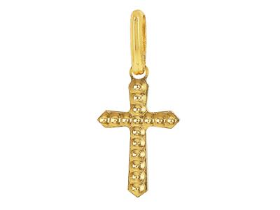 Pendentif petite Croix fantaisie ciselée, 11 x 7 mm, Or jaune 18k - Image Standard - 1