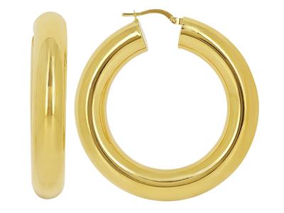 Créoles tube rond lisse 8 mm, super légères, diamètre intérieur 30 mm, Or jaune 18k - Image Standard - 1