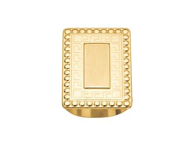 Chevalière rectangle biscuit, centre uni, 34 mm, Or bicolore 18k, doigt 69 - Image Standard - 1