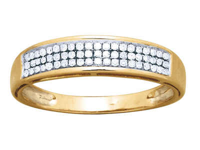 Alliance serti 3 rangs, diamants 0,19ct, Or jaune 18k, doigt 54 - Image Standard - 1