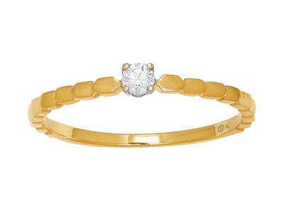 Bague solitaire corps perle, diamant 0,08ct, Or jaune 18k, doigt 54 - Image Standard - 1