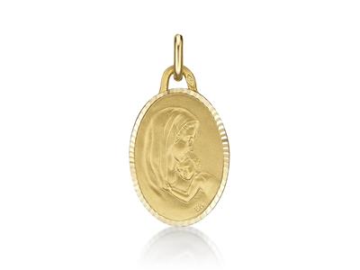Médaille Ste Vierge massive ovale 18 mm, Or jaune 18k