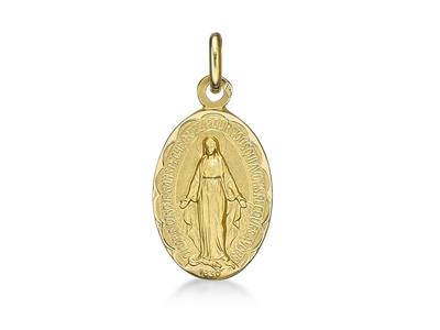 Médaille Vierge miraculeuse massive 15 mm, Or jaune 18k - Image Standard - 1