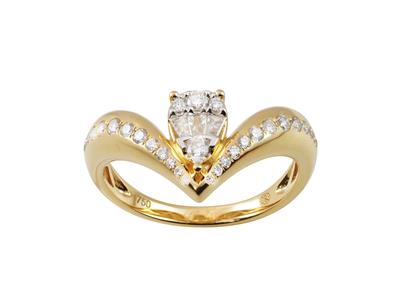 Bague diadème 10 mm, diamants baguettes et ronds 0,40ct, Or jaune 18k, doigt 54 - Image Standard - 1