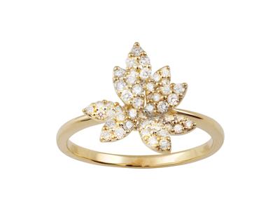 Bague bouquet 15 mm, diamants 0,38ct, Or jaune 18k, doigt 54