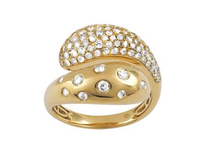 Bague double Jonc 17 mm, diamants 1,27ct, Or jaune 18k, doigt 56