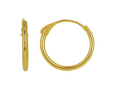 Créoles tube creux 1 mm, diamètre intérieur 8 mm, Or jaune 18k - Image Standard - 1