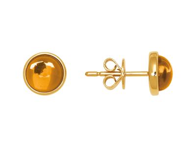 Boucles d'oreilles Citrine cabochons 1,90ct, Or jaune 18k - Image Standard - 1