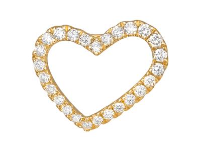 Pendentif Coeur asymétrique, diamants 0,13ct, hauteur 10 mm, Or jaune 18k